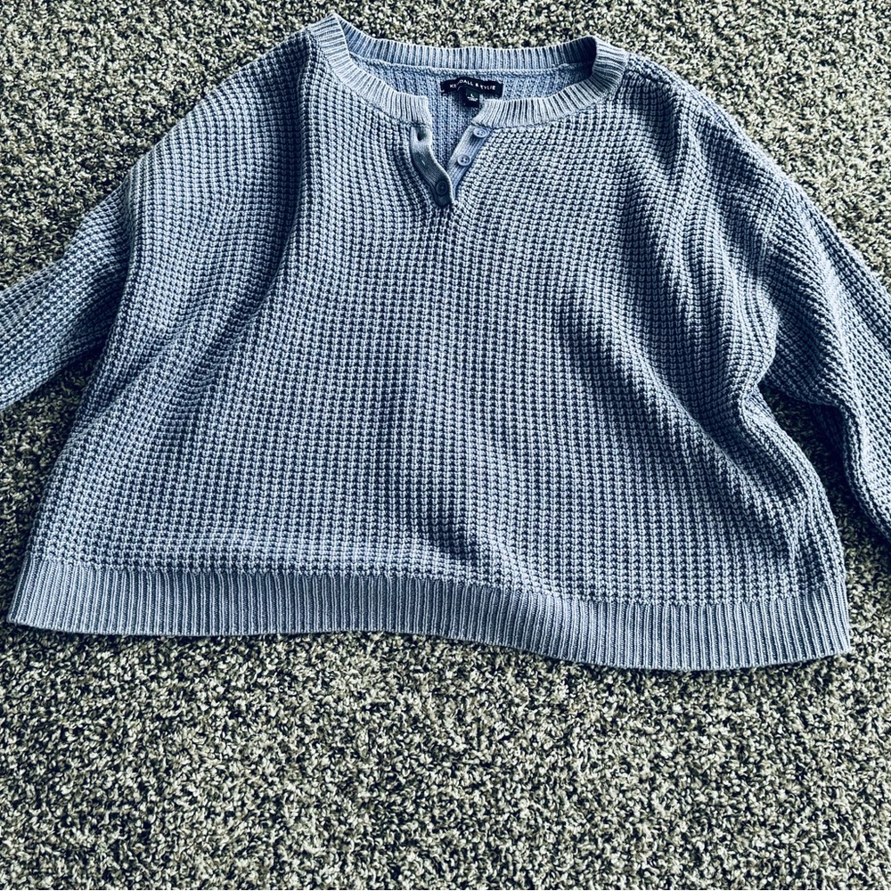 Light purple crop Henley Knit Sweater